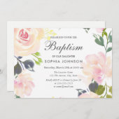 ボタニカルエレガントフローラガールバプテスマ招待状 招待状 (正面/裏面)