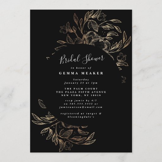 ボタニカルエレガントブライダルシャワー招待状 (正面)