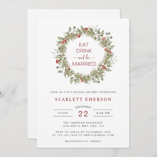 ボタニカルエレガントブライダルシャワー招待状 招待状 (正面/裏面)