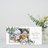 ボタニカルエレガントホリデークリスマスフォト シーズンカード (スタンド正面)