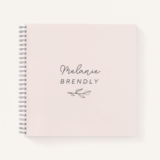 ボタニカルエレガントミニマモダンリストピンク手帳 ノートブック (正面)