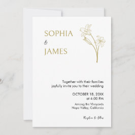 ボタニカルエレガントミニマル金ゴールド結婚式の招待 セーブザデート