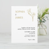 ボタニカルエレガントミニマル金ゴールド結婚式の招待 セーブザデート (スタンド正面)