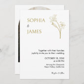 ボタニカルエレガントミニマル金ゴールド結婚式の招待 セーブザデート (正面/裏面)