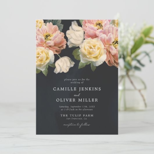 ボタニカルエレガントムーディフォト結婚式招待状 招待状 (スタンド正面)