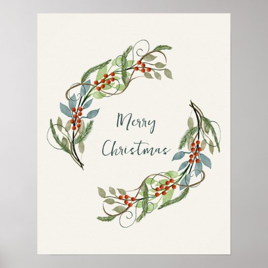 ボタニカルエレガントメリークリスマスリース ポスター (正面)