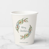 ボタニカルエレガントメリークリスマスリース 紙コップ (正面)