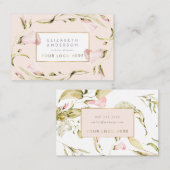 ボタニカルエレガント金ゴールドフレームワイルドフラワーロゴ 名刺 (正面/裏面)