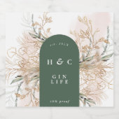 ボタニカルエレガント金ゴールドユーカリモダンジンアーチ リキュールボトルラベル (シングルラベル)