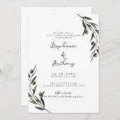 ボタニカルオリーブブランチイタリアンリハーサルディナー 招待状 (正面/裏面)