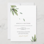ボタニカルオリーブブランチエレガントモノグラム結婚ズ 招待状 (正面)