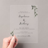 ボタニカルオリーブ葉ブランチイタリアン結婚ズ アクリル招待状 (インサイチュ (ポータブル))