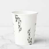 ボタニカルオリーブ葉ブランチイタリアン結婚ズ 紙コップ (右)