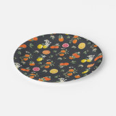 ボタニカルオレンジとレモンのパターン ダーク ペーパープレート (アングル)