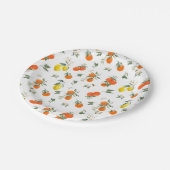 ボタニカルオレンジとレモンのパターン ホワイト ペーパープレート (アングル)