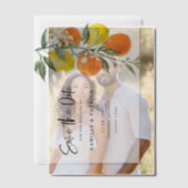 ボタニカルオレンジとレモンガーランド ベラム紙招待状 (オフセット (カップル))