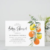 ボタニカルオレンジとレモンベビーシャワー招待状 (スタンド正面)