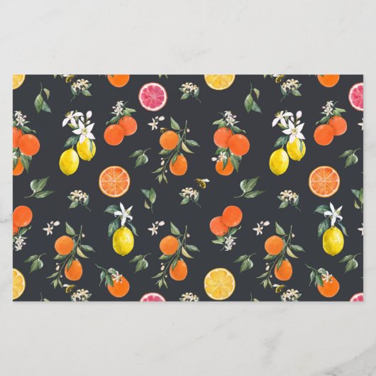 ボタニカルオレンジとレモンベビーシャワー招待状 (裏面)