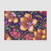 ボタニカルオレンジピンクフローラアートワーク 薄葉紙 (正面)