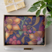 ボタニカルオレンジピンクフローラアートワーク 薄葉紙 (ギフト)