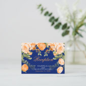 ボタニカルオレンジフローラとネイビーブルー – 披露宴 エンクロージャーカード (スタンド正面)