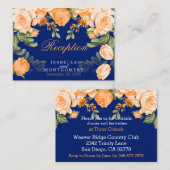 ボタニカルオレンジフローラとネイビーブルー – 披露宴 エンクロージャーカード (正面/裏面)
