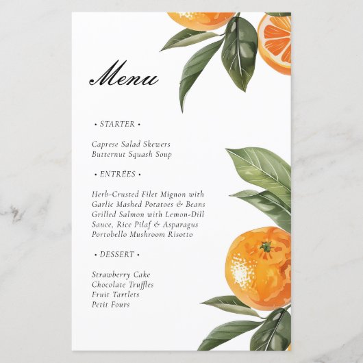 ボタニカルオレンジメインスクイーズブライダルシャワーメニュー (正面)