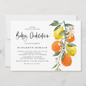 ボタニカルオレンジ&レモンガーランドベビー献身 招待状 (正面)