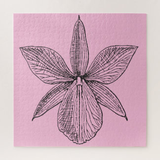 ボタニカルオーキッ淡い色のクピンクの花フローラCalm ジグソーパズル