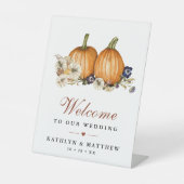 ボタニカルオータムカボチャ秋の結婚式ウェルカム 台座サイン (正面)
