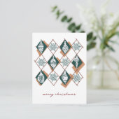 ボタニカルオーナメントメリークリスマスタイポグラフィ シーズンポストカード (スタンド正面)