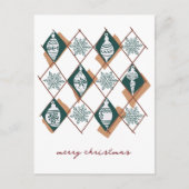 ボタニカルオーナメントメリークリスマスタイポグラフィ シーズンポストカード (正面)