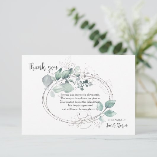 ボタニカルオーバル悔やみや弔慰サンキューカード 招待状 (スタンド正面)