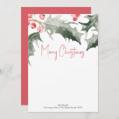 ボタニカルカスタムクリスマスステーショナリーNotecards 招待状 (正面/裏面)