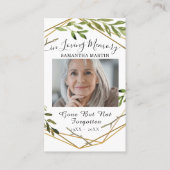 ボタニカルカスタムゴールデン写真葬式祈りの言葉カード 名刺 (正面)