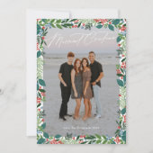 ボタニカルカスタムフォトフレームメリーのクリスマス シーズンカード (正面)