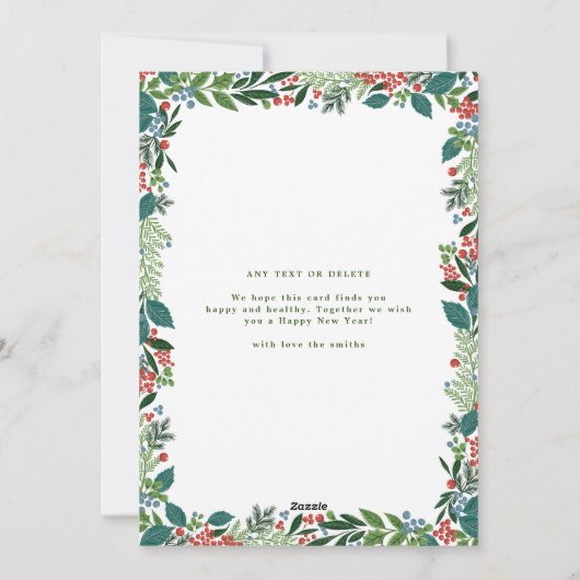 ボタニカルカスタムフォトフレームメリーのクリスマス シーズンカード (裏面)