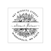 ボタニカルカップル差出人住所エレガントな結婚式 ラバースタンプ (インプリント)