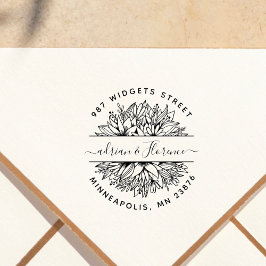 ボタニカルカップル差出人住所エレガントな結婚式 ラバースタンプ