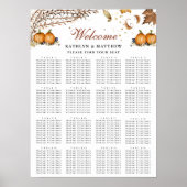 ボタニカルカボチャ秋結婚の16テーブル席 ポスター (正面)