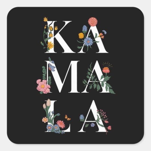 ボタニカルカマラハリス投票2024フローラ投票者 スクエアシール (正面)