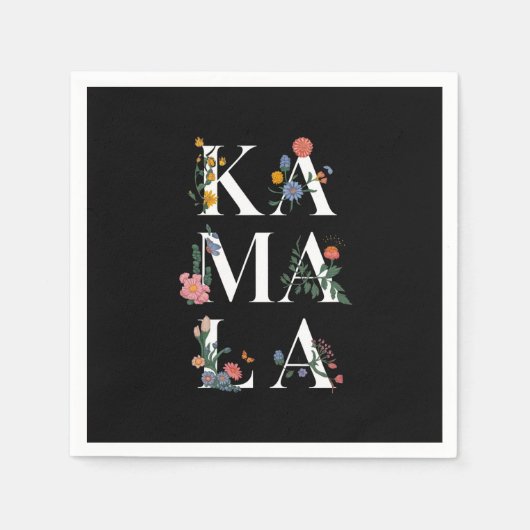 ボタニカルカマラハリス投票2024フローラ投票者 スタンダードカクテルナプキン (正面)