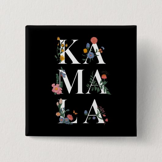 ボタニカルカマラハリス投票2024フローラ投票者 缶バッジ (正面)