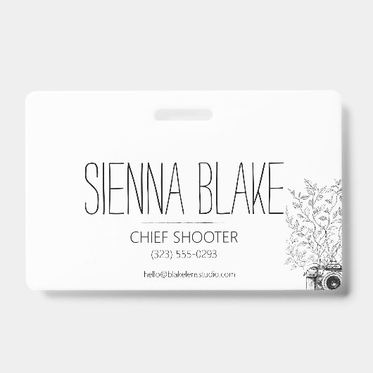 ボタニカルカメラのロゴカメラマン バッジ (正面)