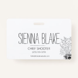 ボタニカルカメラのロゴカメラマン バッジ