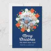 ボタニカルカラフルクリスマスリースホリデーフォト シーズンカード (正面)