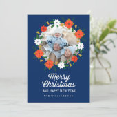 ボタニカルカラフルクリスマスリースホリデーフォト シーズンカード (スタンド正面)