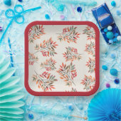 ボタニカルカラフル紅葉アイボリーカスタマイズ ペーパープレート (パーティー)