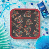 ボタニカルカラフル紅葉ダークカスタマイズ ペーパープレート (パーティー)