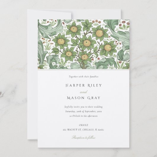 ボタニカルガーデンウィリアム結婚モリスフローラ 招待状 (正面)